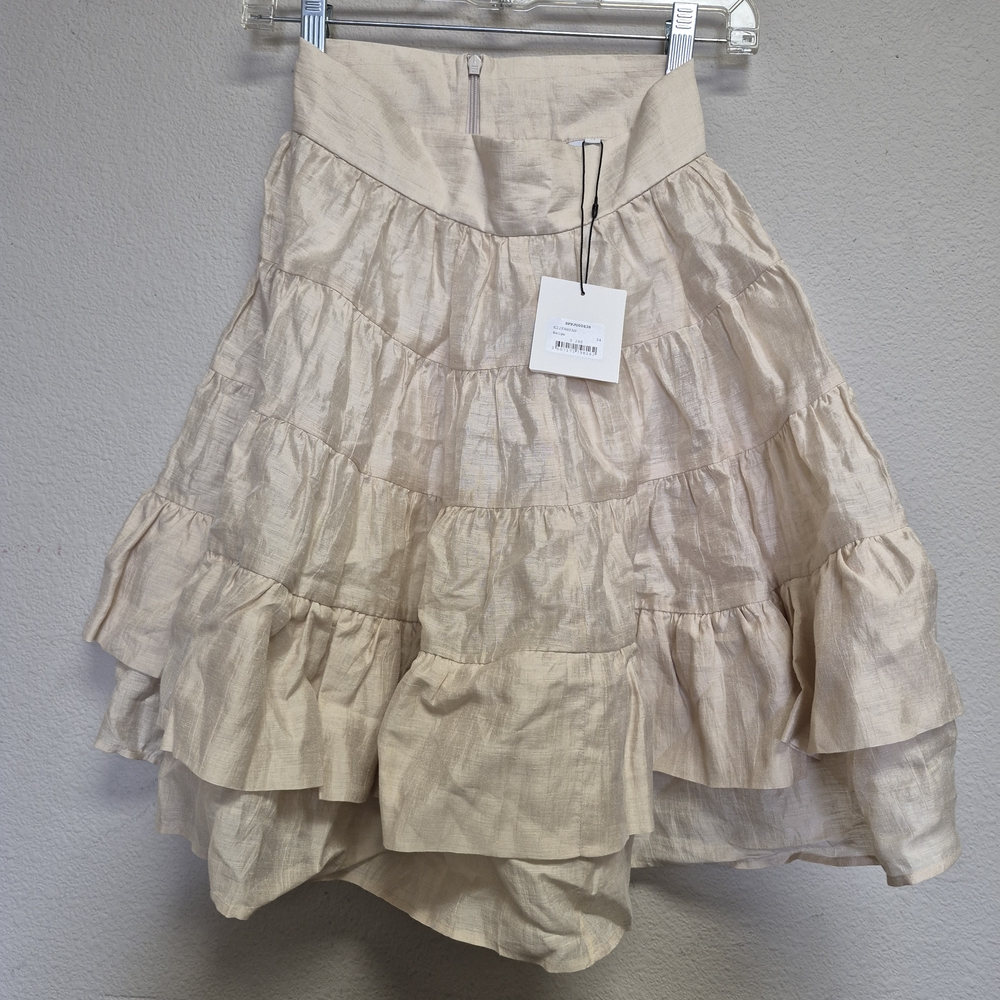 Cream Tiered Mini Skirt with Bubble Style